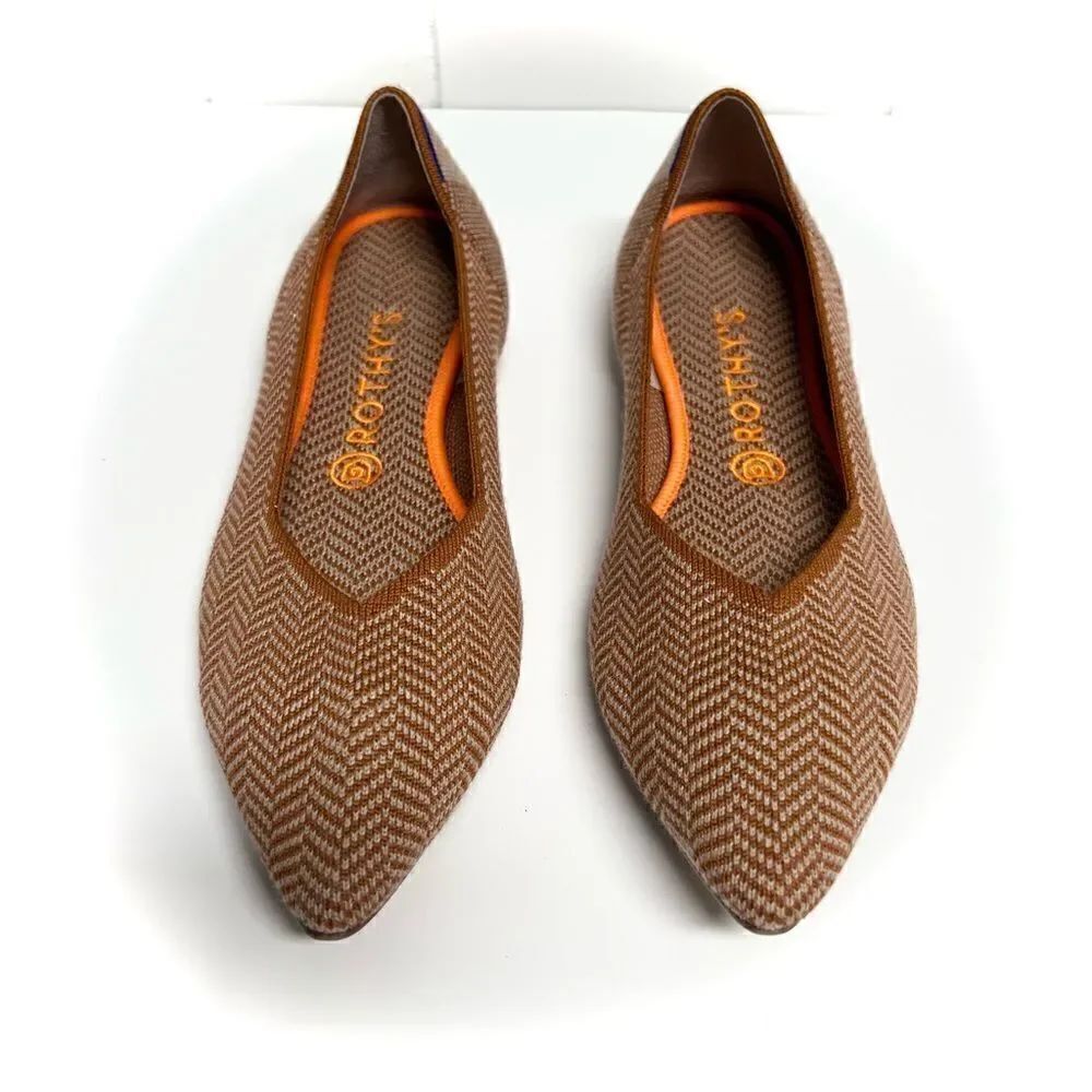 Rothy’s Retired Camel Herringbone The Point Flats Size 9.5